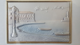 Schilderijtje van zilver - Italiaanse haven