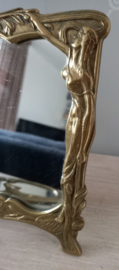 Spiegeltje in messing, art nouveau lijst