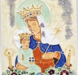 Religieus cloisonné tegeltje