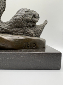 Bronzen sculptuur van 2 zwanen
