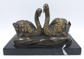 Bronzen sculptuur van 2 zwanen