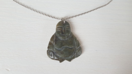 Zilveren ketting met jade Boeddha hanger