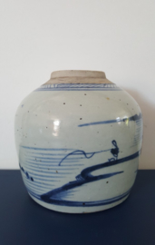 Chinese gemberpot blauw/witte decoratie