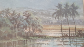Soewardja - Indonesisch landschap met Merapi vulkaan