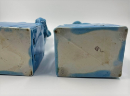 2 turquoise Chinese tempelleeuwen