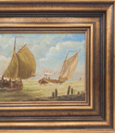 Olieverf van schepen op zee