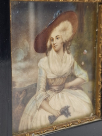 Miniatuurportret in houten lijst 19e eeuw