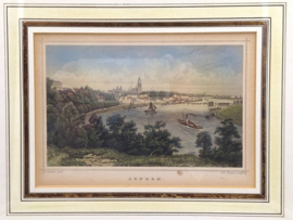 Kleurenlitho gezicht op Arnhem