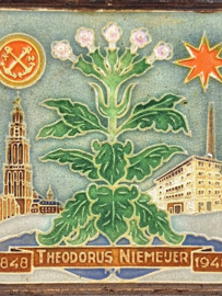 Cloisonné tegeltje tabaksfabriek Niemeijer