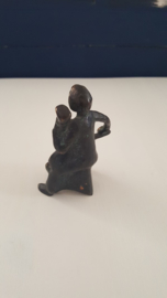 Bronzen beeldje vrouw met cello