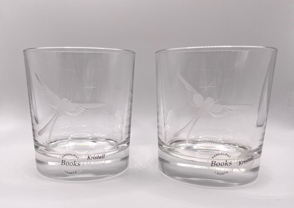 Set van 4 geëtste whiskyglazen