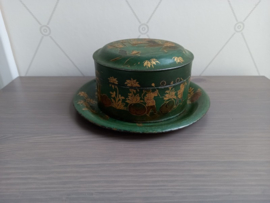 Metalen ronde koektrommel met chinoiseriedecor