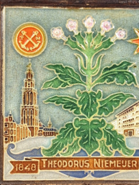 Cloisonné tegeltje tabaksfabriek Niemeijer
