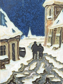 Cloisonné tegeltje 'Kerstmis 1946' 