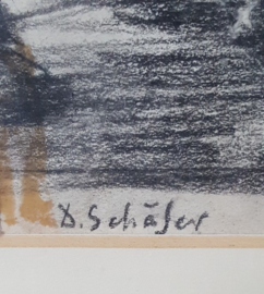 Ets van Venetiaans kerkinterieur door D. Schäfer