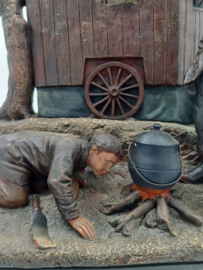 Terracotta 'Les Deux Gosses' van Joseph le Guluche