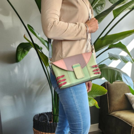 Fairtrade restleer schoudertas