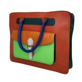 Fairtrade restleer laptoptas met gratis portemonnee