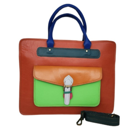 Fairtrade restleer laptoptas met gratis portemonnee