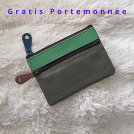 Fairtrade restleer laptoptas met gratis portemonnee
