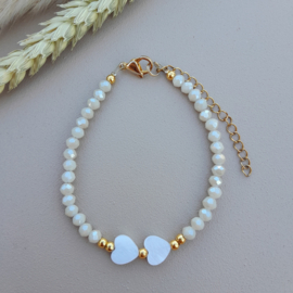 Armband Beige Hartjes