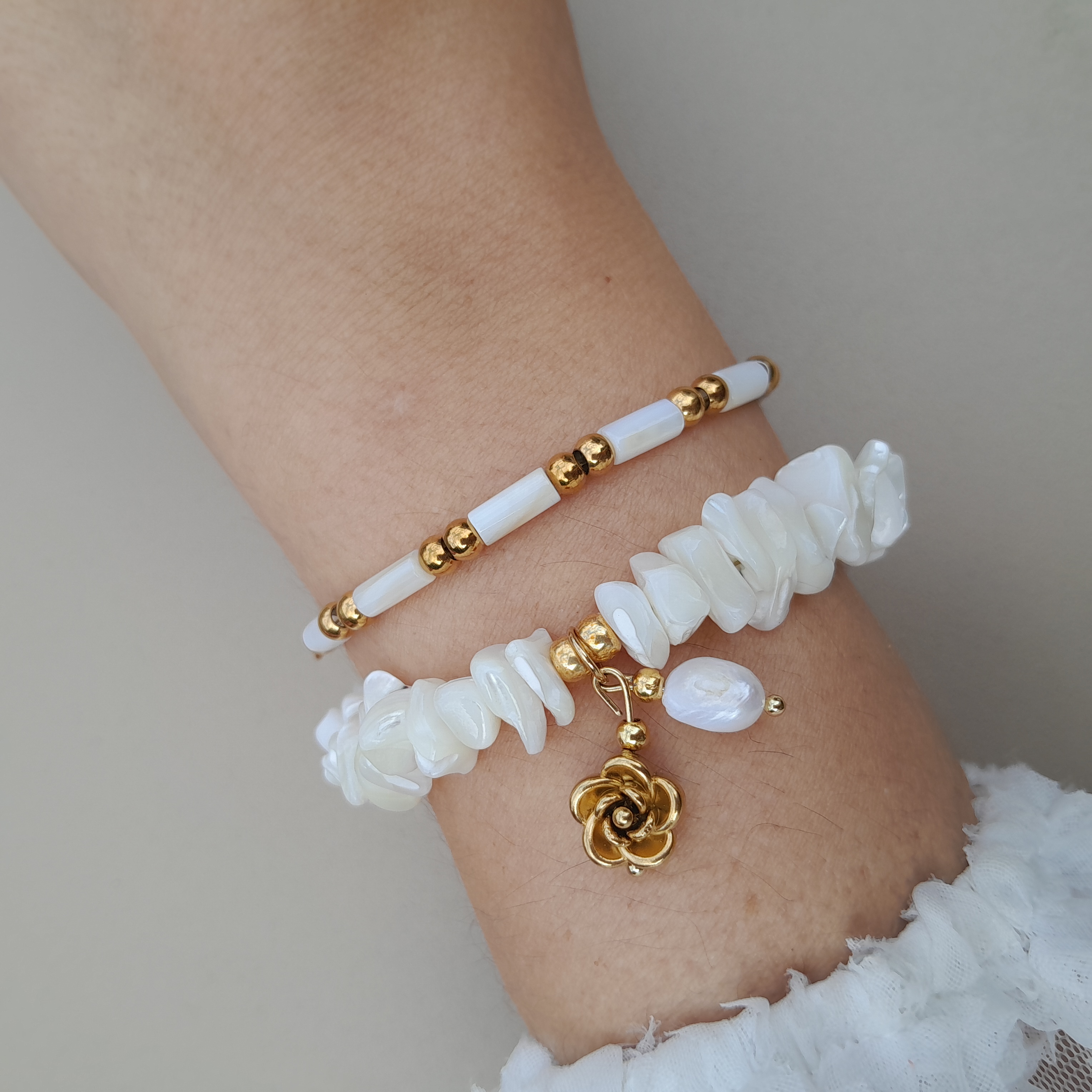 Armband Schelpkralen Wit