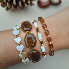 Armband Acryl Kralen Bruin
