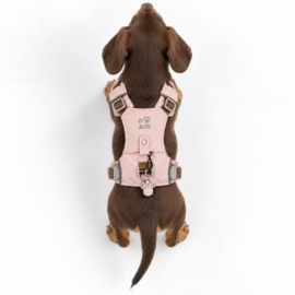 Hondentuigje met Rozenkwarts – Roze Edelsteen Hondenharnas 2-4 kg