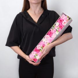 Zeepbloemen Extra Lange Doos Geschenk Set - Roze Tinten