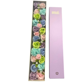 Zeepbloemen Extra Lange Doos Geschenk Set - Blauwe Zegeningen