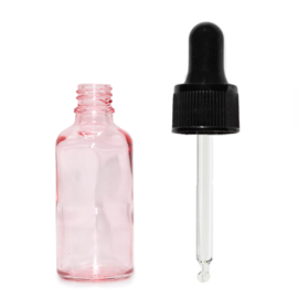 Pipetflesje 10ml Roze 1st. - Glazen Flesje met Zwarte Pipet