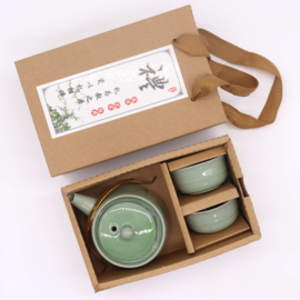 Jade Kruidentehee Servies - Theepot & Twee Kopjes