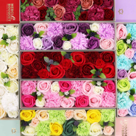 Zeepbloemen Lange Doos Geschenk Set - Lente Boeket Geel & Groen