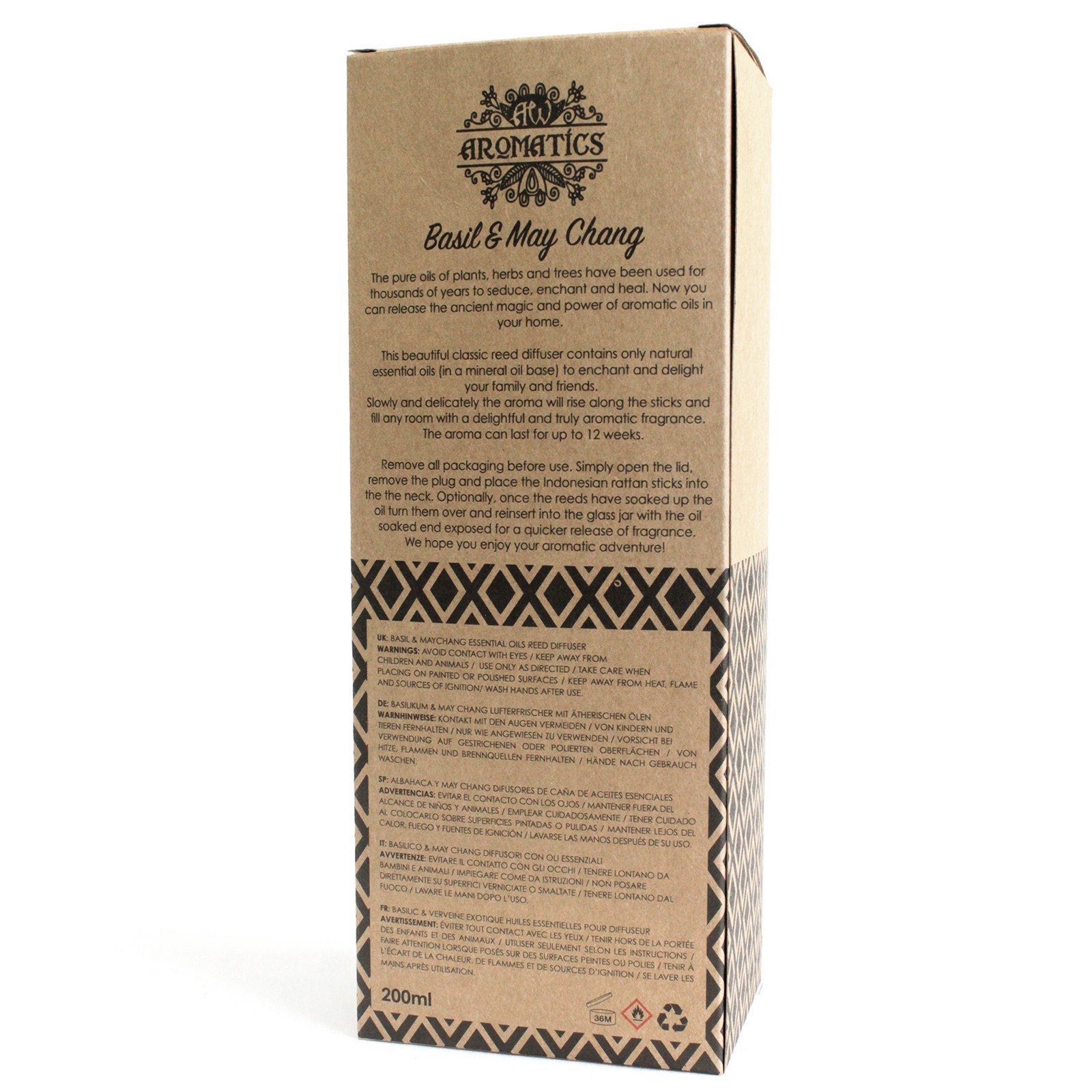Geurstokjes - Basilicum & Mei Chang - 200ml Riet Diffuser