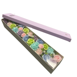 Zeepbloemen Extra Lange Doos Geschenk Set - Blauwe Zegeningen