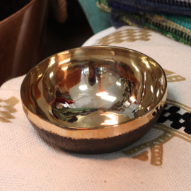 Grote Koperen Klankschaal Zwart & Goud - 17cm
