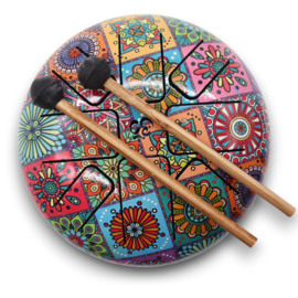 Medium Stalen Tong Geluksdrumss Multi Kleur - 17x13cm