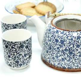 Kruidenthee Servies - Blauw Patroon
