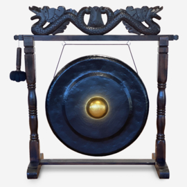 Healing Gong In Standaard - Zwart Patroon - 80cm