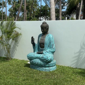 Groot Boeddha Beeld - Turquoise & Stenen Boeddha Leraar op Lotus - 2m