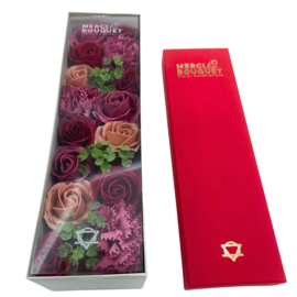 Zeepbloemen Lange Doos Geschenk Set - Vintage Rozen Rood & Roze