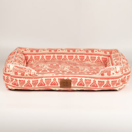 Rode Hondenmand met Olifanten – Geluksolifant 60x50 cm