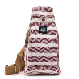 Crossbodytas van Natuurlijk Katoen – Bordeauxrood & Wit