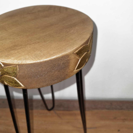 Ronde Plantentafel - Hout & Gouden Details