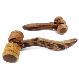 Houten Massagetool Geribbelde Handroller - 19x9x4cm