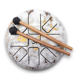 Medium Stalen Tong Geluksdrumss Marmer - 17x13cm