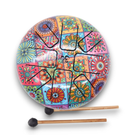 Medium Stalen Tong Geluksdrumss Multi Kleur - 17x13cm