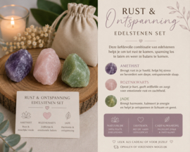 Rust & Ontspanning Edelstenen Set – Amethist, Jade & Rozenkwarts