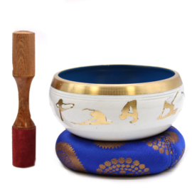 Yoga Houdingen Klankschaal - Wit & Blauw - 14cm
