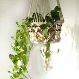 Macramé Plantenhanger Naturel – Handgemaakt – 77cm